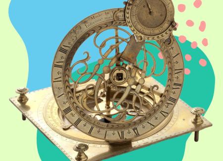 A metal circle with roman numerals
