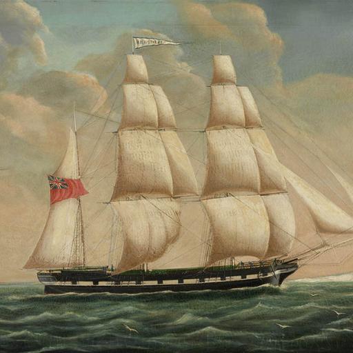 A painting of a tall ship